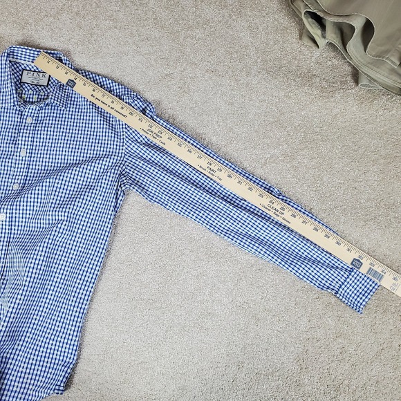 Thomas Pink Men's Button Up Shirt Size Medium SLIM Blue White Yellow Long Sleeve - Picture 8 of 15